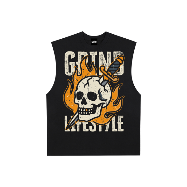 Skull & Steel Raw Edge Sleeveless