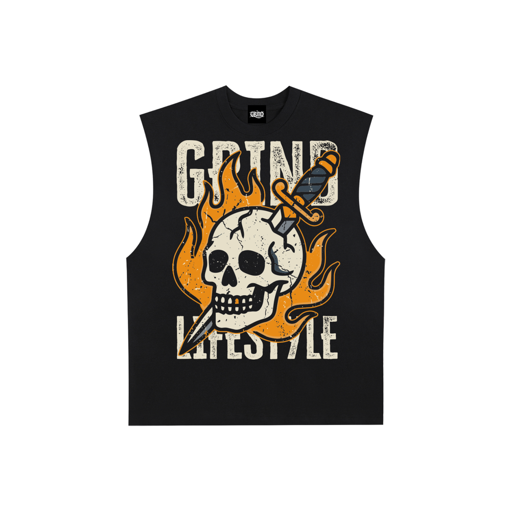 Skull & Steel Raw Edge Sleeveless